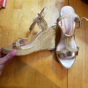 Gold wedge heels